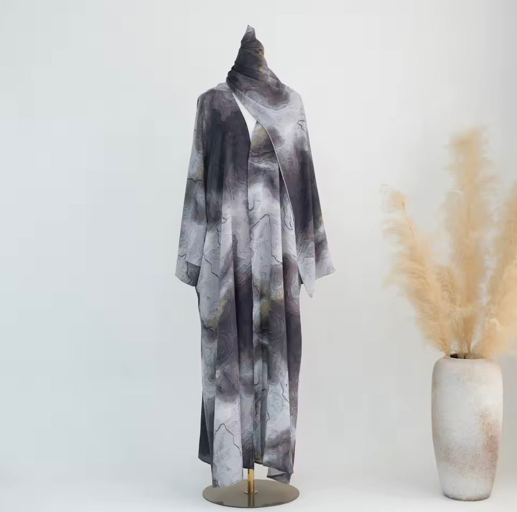 Leila Marble Abaya Hijab Set